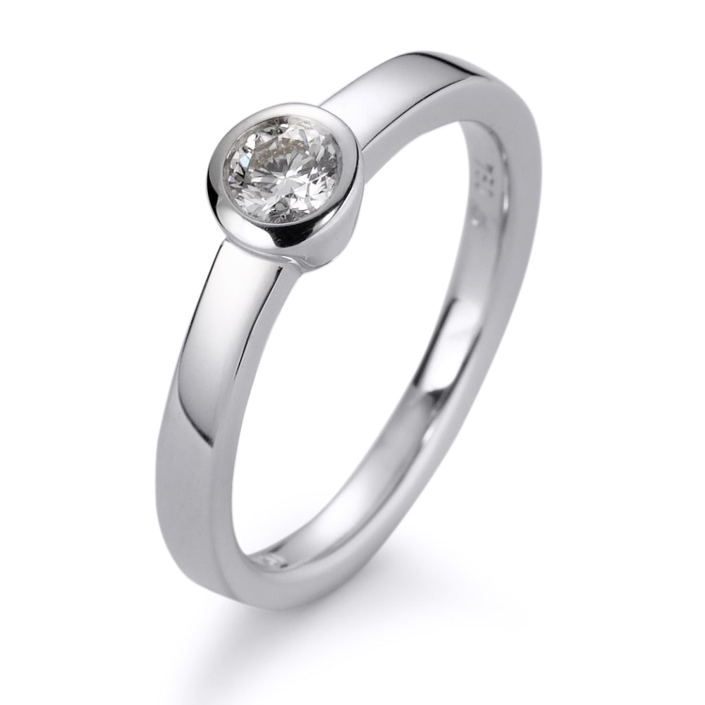 Solitaire ring 750/18K witgoud Diamant wit, 0.20 ct, [Brillant], w-si