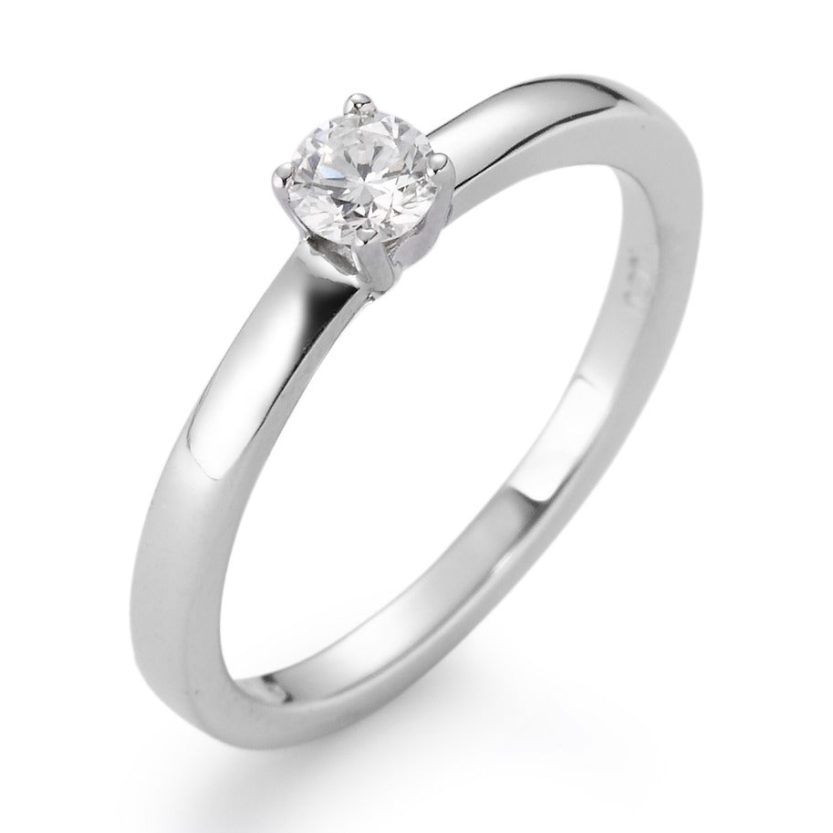 Solitaire ring 750/18K witgoud Diamant wit, 0.20 ct, [Brillant], w-si