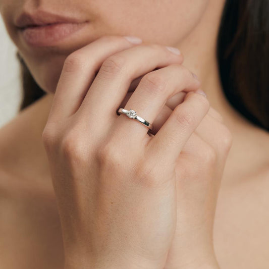 Solitaire ring 750/18K witgoud Diamant wit, 0.25 ct, [Brillant], w-si