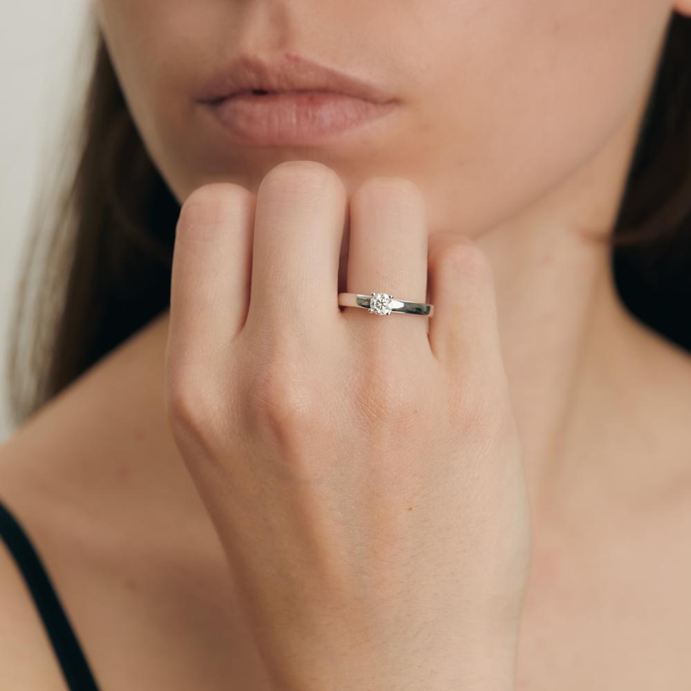 Solitaire ring 750/18K witgoud Diamant wit, 0.33 ct, [Brillant], w-si