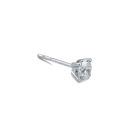 Oorknop 1 stuk 750/18K witgoud Diamant wit, 0.37 ct, w-si Ø4.5 mm
