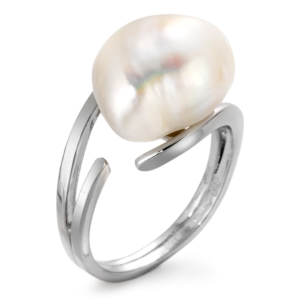 Ring 750/18K witgoud zoetwater Parel wit, 13 mm