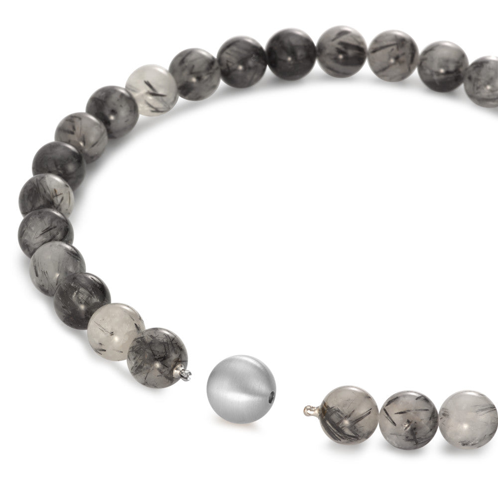 Collier Roestvrijstaal Bergkristal veelkleurig, 14 mm, Onyx 16 mm 45 cm Ø14 mm