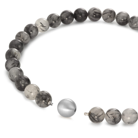 Collier Roestvrijstaal Bergkristal veelkleurig, 14 mm, Onyx 16 mm 45 cm Ø14 mm