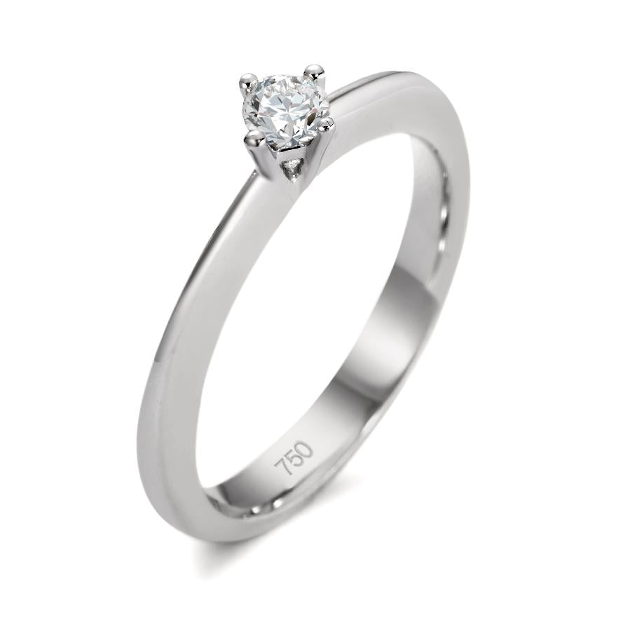 Solitaire ring 750/18K witgoud Diamant wit, 0.15 ct, si Gerhodineerd