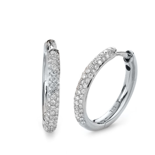 Scharnier oorringen creolen 750/18K witgoud Diamant 0.36 ct, 104 Steen, si