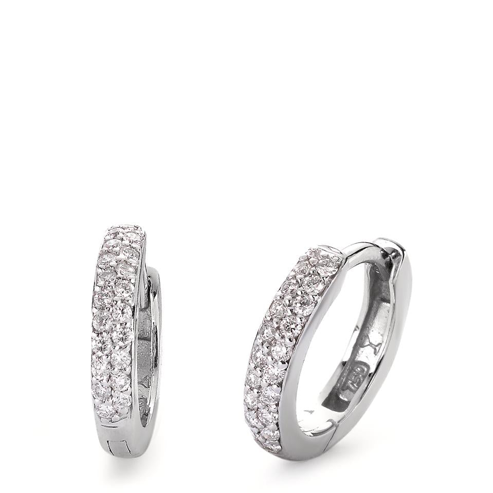 Scharnier oorringen creolen 750/18K witgoud Diamant 0.24 ct, 38 Steen, si