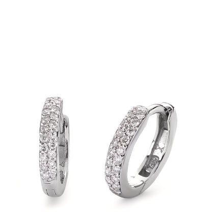 Scharnier oorringen creolen 750/18K witgoud Diamant 0.24 ct, 38 Steen, si