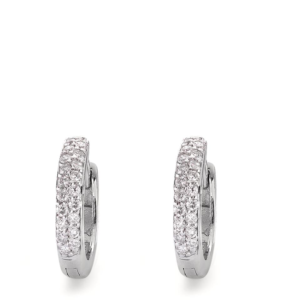 Scharnier oorringen creolen 750/18K witgoud Diamant 0.24 ct, 38 Steen, si