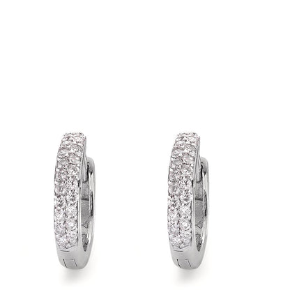 Scharnier oorringen creolen 750/18K witgoud Diamant 0.24 ct, 38 Steen, si