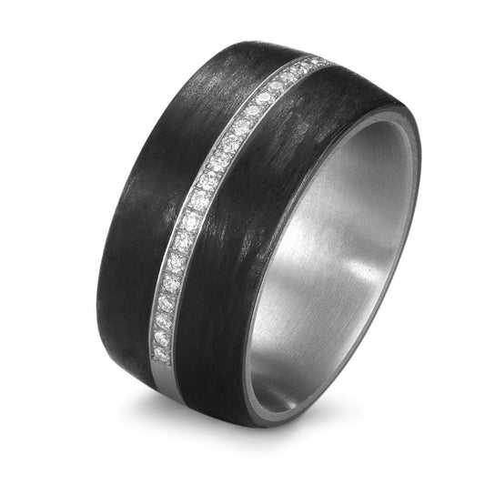 Ring Roestvrijstaal, Carbon Diamant wit, 0.175 ct, 25 Steen, w-si