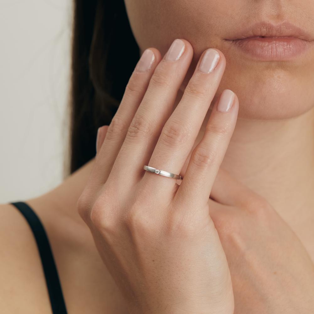 Solitaire ring 750/18K witgoud Diamant 0.03 ct, w-si