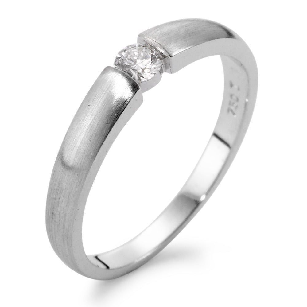 Solitaire ring 750/18K witgoud Diamant 0.15 ct, w-si