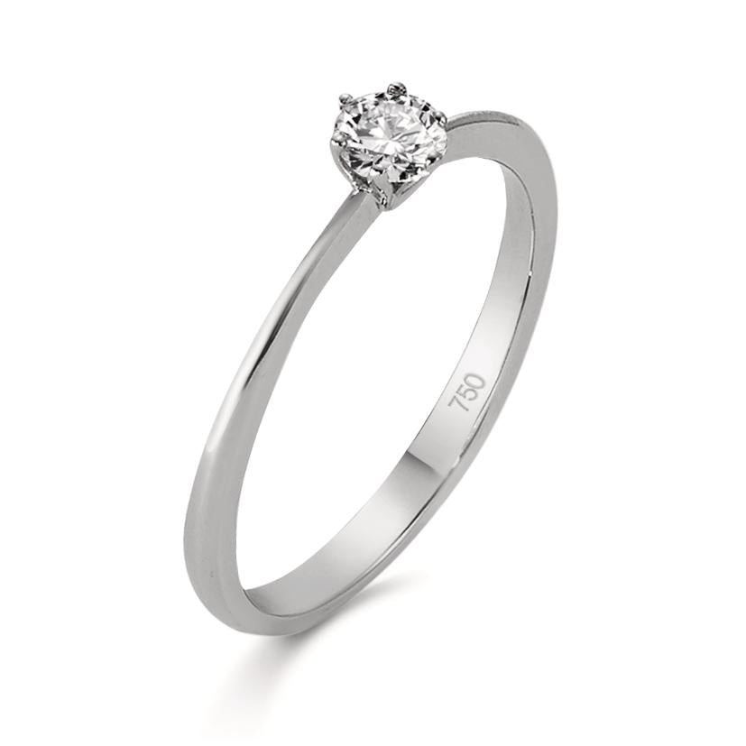Solitaire ring 750/18K witgoud Diamant 0.20 ct, w-si