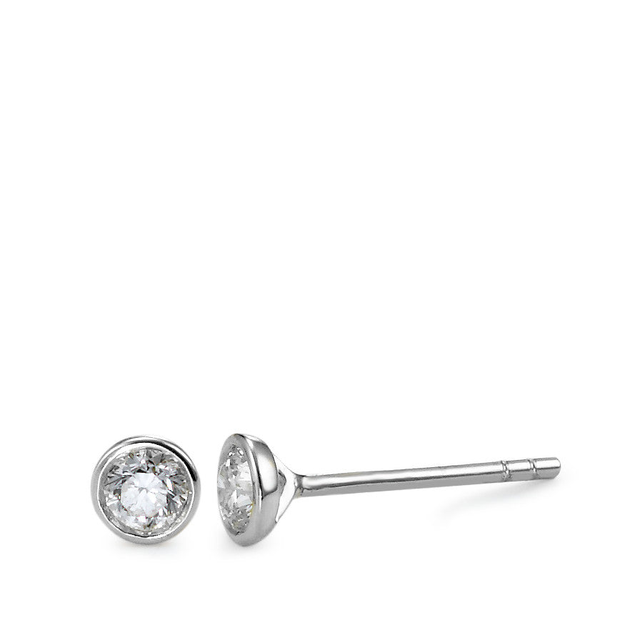 Oorknoppen 750/18K witgoud Diamant 0.25 ct, 2 Steen, w-si Ø4 mm