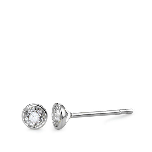 Oorknoppen 750/18K witgoud Diamant 0.25 ct, 2 Steen, w-si Ø4 mm
