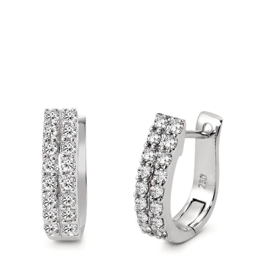 Scharnier oorringen creolen 750/18K witgoud Diamant 0.57 ct, 32 Steen, w-si