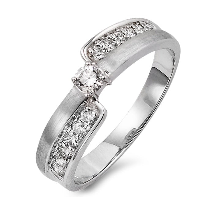 Ring 750/18K witgoud Diamant 0.28 ct, 13 Steen, w-si