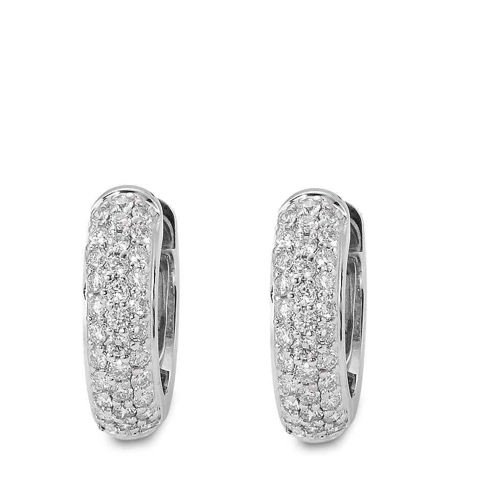 Scharnier oorringen creolen 750/18K witgoud Diamant 0.50 ct, 66 Steen, w-si