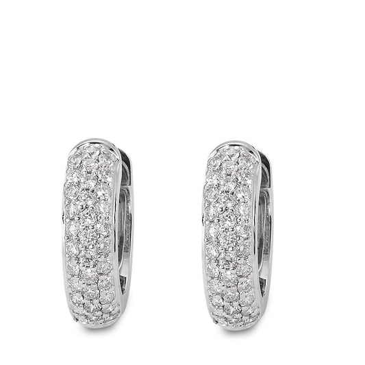 Scharnier oorringen creolen 750/18K witgoud Diamant 0.50 ct, 66 Steen, w-si