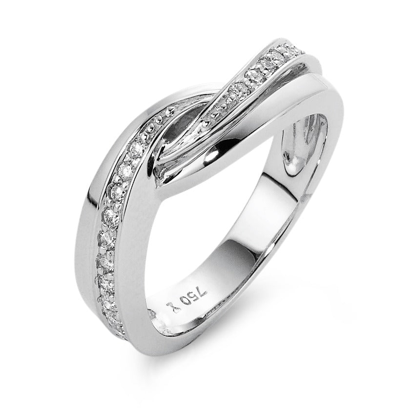 Ring 750/18K witgoud Diamant 0.28 ct, 24 Steen, w-si