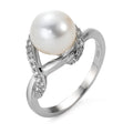 Ring 750/18K witgoud Diamant 0.20 ct, 23 Steen, w-si zoetwater Parel wit, 9 mm