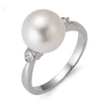 Ring 750/18K witgoud Diamant 0.24 ct, 2 Steen, w-si zoetwater Parel wit, 10 mm