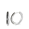 Scharnier oorringen creolen 750/18K witgoud Diamant zwart, 0.11 ct, 24 Steen, w-si
