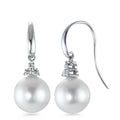 Oorbellen 750/18K witgoud Diamant 0.20 ct, 6 Steen, w-si zoetwater Parel wit, 2 Parels, 10 mm