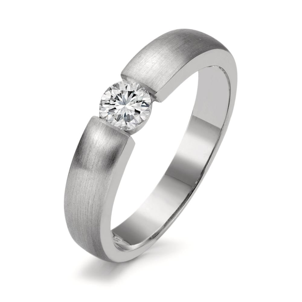 Solitaire ring 750/18K witgoud Diamant wit, 0.30 ct, w-si