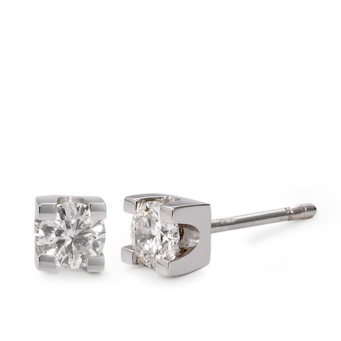 Oorknoppen 750/18K witgoud Diamant 0.50 ct, 2 Steen, w-si Ø4 mm