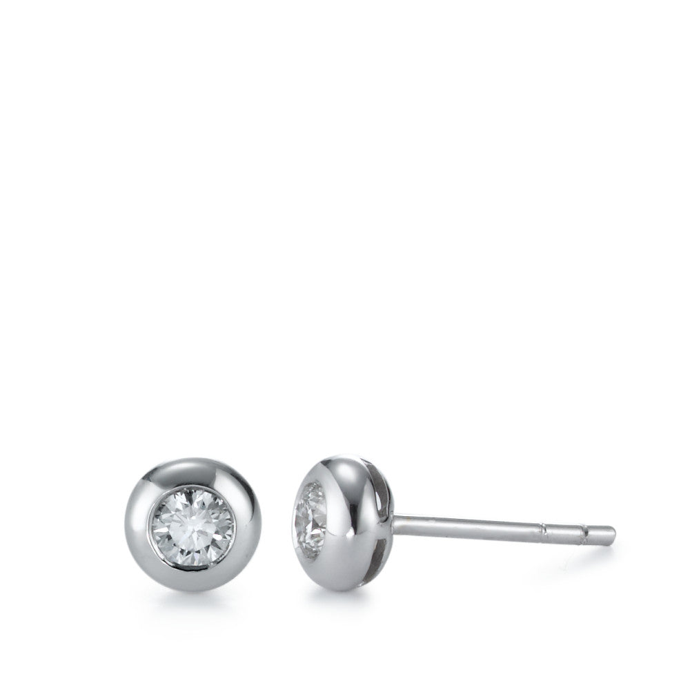 Oorknoppen 750/18K witgoud Diamant 0.25 ct, 2 Steen, w-si Ø5.5 mm