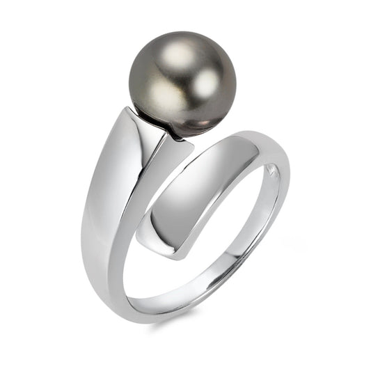 Ring 750/18K witgoud Tahiti Parel Grijs, 9.5 mm