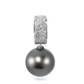 Hanger 750/18K witgoud Diamant 0.20 ct, 20 Steen, w-si Tahiti Parel antraciet, 12.5 mm