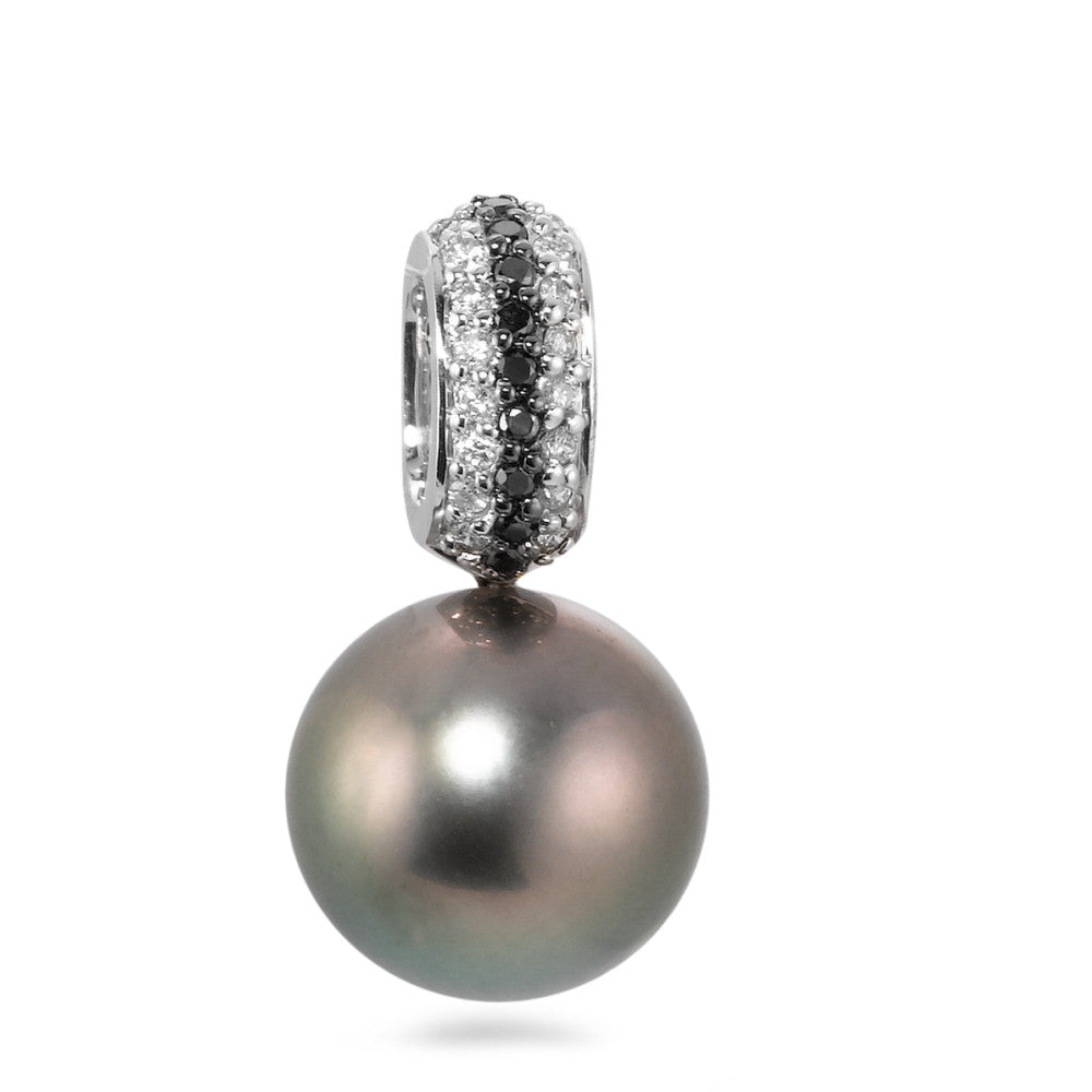 Hanger 750/18K witgoud Diamant zwart, 0.135 ct, w-si Tahiti Parel, 25 Parels, 11 mm
