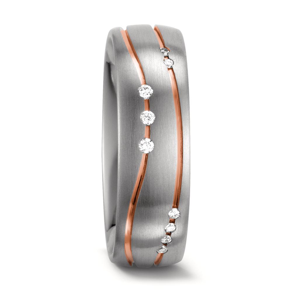 Partnerring 585/14K witgoud, 585/14K rood goud Diamant wit, 0.06 ct, 9 Steen, w-si