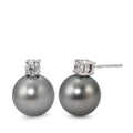 Oorknoppen 750/18K witgoud Diamant 0.46 ct, 2 Steen, w-si Tahiti Parel, 2 Parels, 11 mm