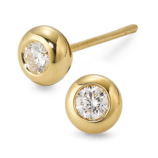 Oorknoppen 750/18K geel goud Diamant 0.25 ct, 2 Steen, w-si Ø5 mm