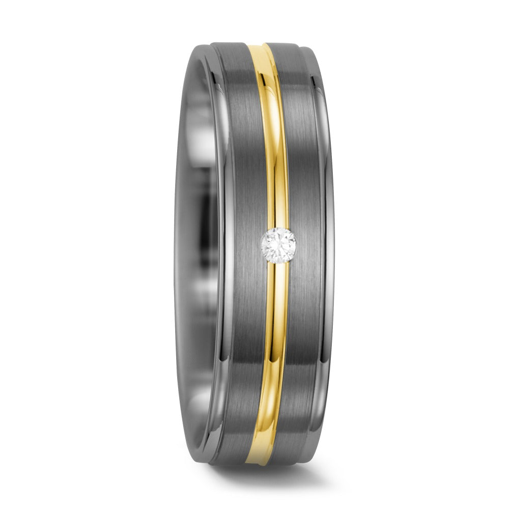 Partnerring 500 Palladium, 585/14K geel goud Diamant wit, 0.025 ct, w-si