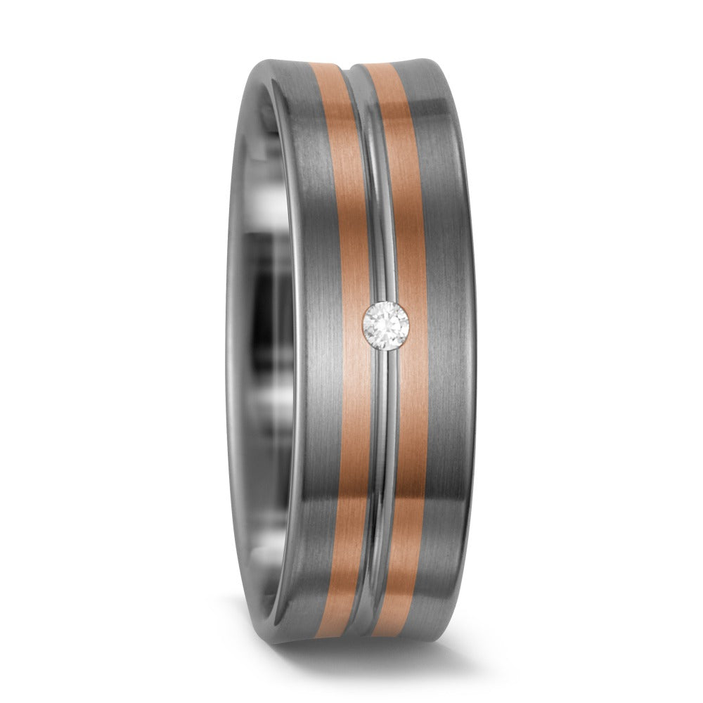 Partnerring 500 Palladium, 585/14K rood goud Diamant wit, 0.02 ct, w-si