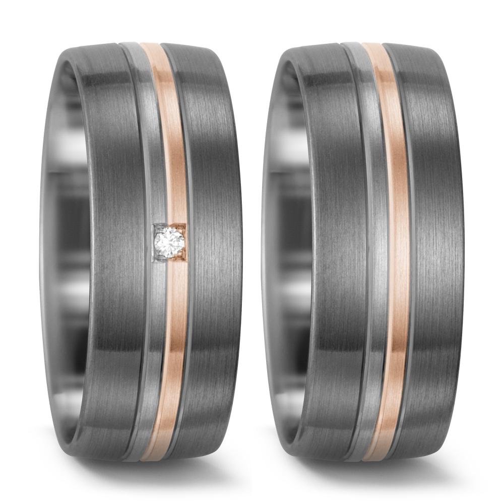 Partnerring 500 Palladium, 585/14K witgoud, 585/14K roségoud Diamant wit, 0.015 ct, w-si