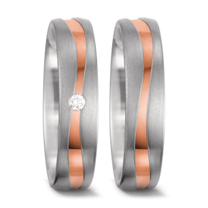 Partnerring 750/18K witgoud, 750/18K rood goud