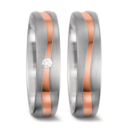 Partnerring 750/18K witgoud, 750/18K rood goud