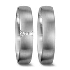 Partnerring 750/18K witgoud Diamant wit, 0.055 ct, 3 Steen, tw-vsi