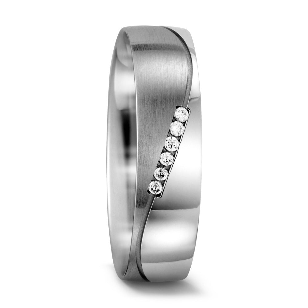 Partnerring 750/18K witgoud Diamant wit, 0.03 ct, 6 Steen, w-si