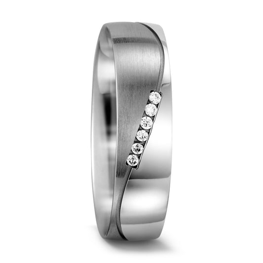 Partnerring 750/18K witgoud Diamant wit, 0.03 ct, 6 Steen, w-si