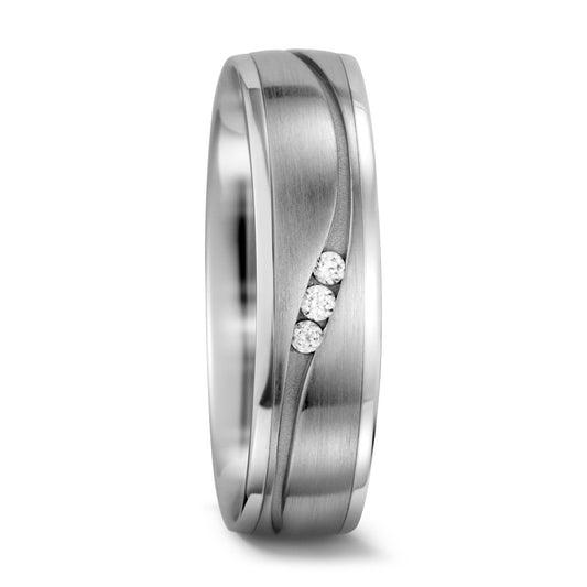 Partnerring 750/18K witgoud Diamant wit, 0.033 ct, 3 Steen, w-si