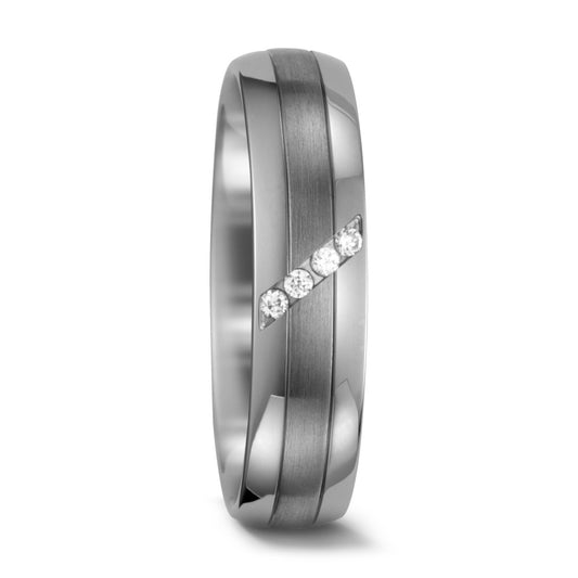 Partnerring 950 Palladium, 500 Palladium Diamant wit, 0.04 ct, 4 Steen, w-si