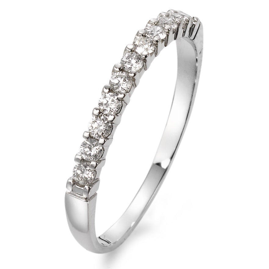 Memory ring 750/18K witgoud Diamant wit, 0.25 ct, 11 Steen, w-si