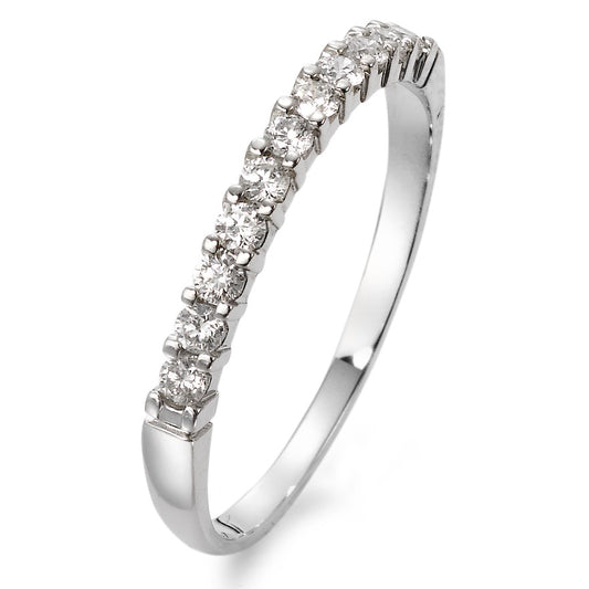 Memory ring 750/18K witgoud Diamant wit, 0.25 ct, 11 Steen, w-si